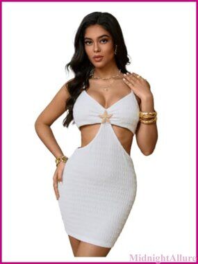 Knitted Cut Out Bodycon Mini Cami Dress Starfish Backless Sleeveless